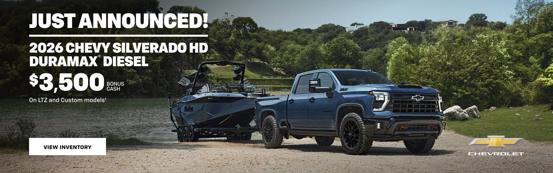 2026 Chevy Silverado HD Duramax Diesel. $3,500 Bonus Cash on LTZ and Custom models.